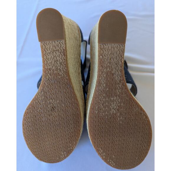 Michael Kors Size 8.5 M Damita Wedge Sandal Heels Women Shoes Navy Espadrille - Picture 7 of 10